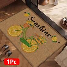 1pc Lemon Bicycle Pattern Printed Linen Kitchen Rug, Carpet, Mat, Bathroom Mat, Doormat, 3D Printed Rectangle, Suitable For Living Room, Bedroom, Hallway, Bathroom, Laundry Room - Polyester Carpet, For Indoor And Outdoor Home Decor - Multicolor - View 18