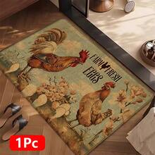 1pc Rooster Pattern Printed Linen Kitchen Rug, Doormat, Bath Mat, Hallway Mat, 3D Printed Rectangle Carpet For Living Room, Bedroom, Corridor, Bathroom, Laundry Room - Polyester Rug For Indoor And Outdoor Home Decor - Multicolor - View 18
