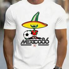 Póster México 86, Día de la Independencia de México, camiseta infantil con diseño de rosa mexicana, camiseta de la Copa Mundial 2026, camiseta de fútbol unisex para niños, camiseta de fútbol, camiseta para aficionados al fútbol, regalo para aficionados a los deportes, disfraz para el día del partido. - Negro - Ver 1