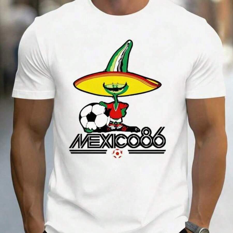 Póster México 86, Día de la Independencia de México, camiseta infantil con diseño de rosa mexicana, camiseta de la Copa Mundial 2026, camiseta de fútbol unisex para niños, camiseta de fútbol, camiseta para aficionados al fútbol, regalo para aficionados a los deportes, disfraz para el día del partido. - Negro - Ver 1