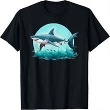 White Great Shark Open Ocean T-Shirt - Black - View 1