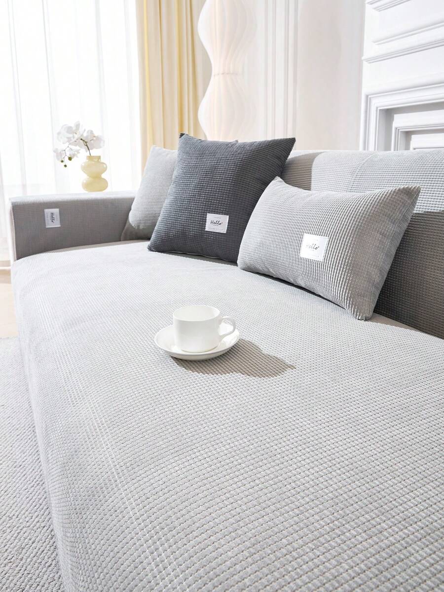 1 chiếc đệm sofa mềm có nhãn, bọc sofa chống trầy xước, đệm sofa đơn giản chống bụi, đệm tay vịn và tựa lưng sofa, chống trầy xước, bảo vệ sofa, phù hợp cho mọi mùa. - Màu Xám nhạt - Xem 1
