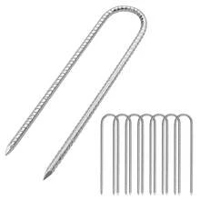 8 Pack Ground Stakes Heavy Duty, U Shape Rebar Tent Pegs Metal - 30公分 - 查看 3