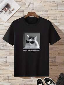 2026Camiseta con estampado de gato y lema2026 - Negro - Ver 10