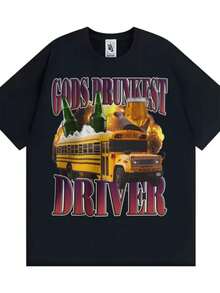 Women's Blouses Funny Gods Drunkest Driver Humor T-Shirts Drinking And Driving  Meme T Shirts Men Women Casual Cotton Oversized T Shirt - 黑色 - 查看 1