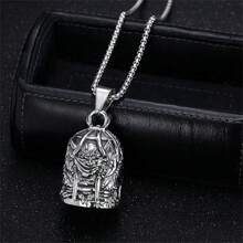 AD 1pc Vintage Punk Motorcycle Bicycle Hanging Charm, Lucky Bell Decor, Protective Riding Angel Bell, Exorcism Bell, Titanium Steel Lucky Riding Bell, Cage Devil - Titanium Steel LD-caged Demon - View 4