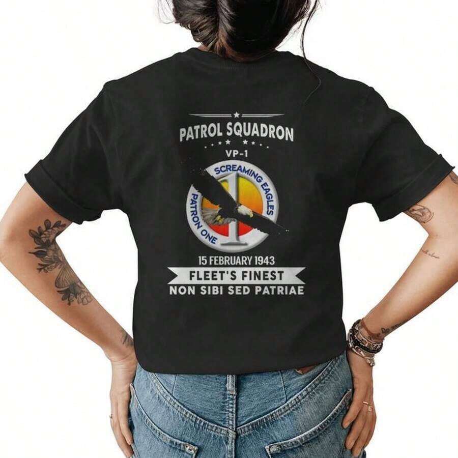 Camiseta de Mujer Patrol Squadron 1 Vp con Estampado en la Espalda - Negro - Ver 1