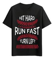 Playeras Camiseta Con Diseño De Béisbol Y Texto  Hit Hard - Negro - Ver 1