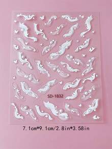 5D 浮雕風白色蕾絲蝴蝶美甲貼紙 裝飾貼紙 美甲用品 美甲配件 適合 DIY 美甲裝飾 - 彩色 - 查看 3