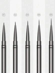 5入組多尺寸金屬柄美甲勾線刷，附內置蓋帽防止掉毛，尺寸 6 至 18mm，適合初學者，適用於日常美甲與創意美甲設計 - 多色 - 查看 8