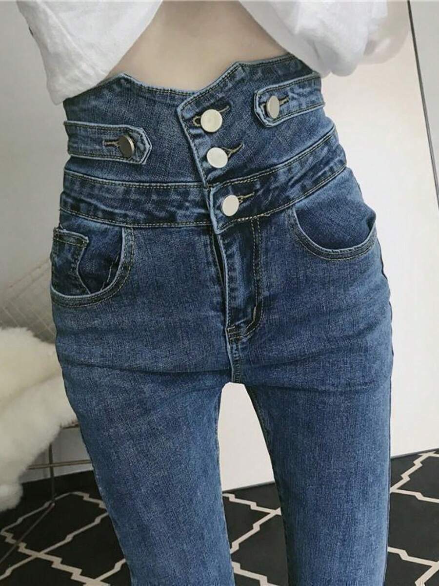 Women Jeans - màu xanh hải quân - Xem 1