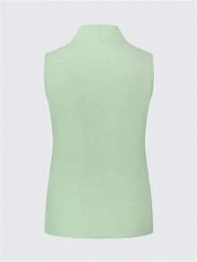 Camiseta sin mangas casual/de trabajo para mujer, estilo europeo y americano, ropa de ocio elegante en beige, azul, rosa, verde para el verano - verde menta - Ver 5