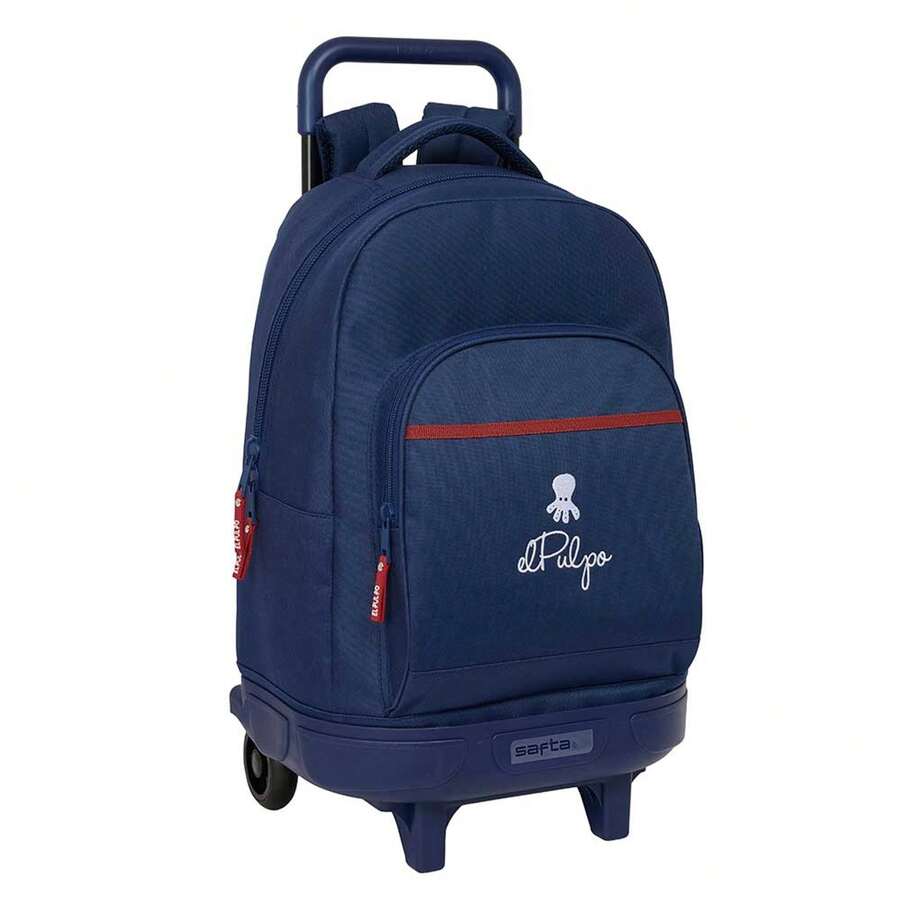 | Double El Pulpo School Backpacks For Laptop And Tablet, Padded Anti-Theft Rear Compartment, Double Zipper On Main Zipper, Front Zipper Pocket, Top Handle, Navy - Opsi 3 - View 1