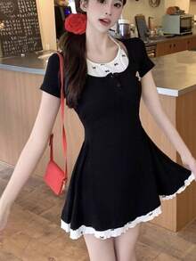 Women Midi Dresses - Black - View 4