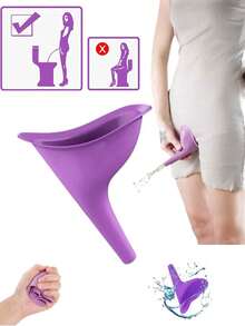 1pc Portable Purple/Pink/Orange Female Urinal, Made Of TPR Rubber Material, Suitable For Outdoor Travel And Women's Health Care - View 3
