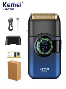 Kemei 1pc KM-T389 Men's Electric Shaver, Portable Reciprocating Shaver, Type-C Fast Charging Long-Lasting Shaver With LED Display, Upgraded Beard Trimmer, Gift For Father/Boyfriend - Multicolor - View 14