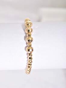 1pc Middle Eastern Style Laser Cut Metallic Bead Bracelet, Luxurious Tarnish-Resistant Craftsmanship, Versatile Daily Wear Jewelry - Gold - View 7