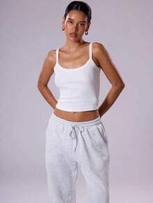 Camiseta de tirantes sencilla y lisa para mujer, básica casual para el día a día, parte de un armario cápsula, para uso diario, aeropuerto, vacaciones, vuelta al cole, elegante para primavera y verano, festivales - Blanco - Ver 6