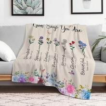 Christian Gifts For Women, Soft Blanket With Flowers And Bible Verse, Spiritual Flannel Throw For Sofa, Religious Gifts For Women, Home Decor Air-Conditioned Blanket, 280 G/M² Flannel Fabric, Single-Sided Print - 白色 - 查看 5