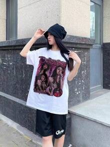 Singer Zhang Bichen Is Very Happy Today. Short-Sleeved T-Shirts With Concert Prints For Men And Women, A New Summer Fashion Brand. - 白色 - 查看 2