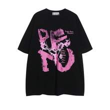 Short-Sleeved, Thick Cotton T-Shirt For Summer, With Letter Print, Casual And Loose Style, For Men And Women, From The American Brand High Street Chain. - 白色 - 查看 2