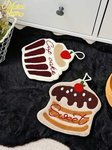 1/2pcs Cartoon Cake, Cute Hand Towel, Can Be Hung, Thick For Students, Kitchen And Bathroom Hanging, Convenient For Home Use And Carrying For Bathroom Kitchen Decor Dish Cloths Kitchen Towel - Multicolor - View 1