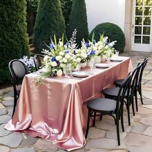 1pc Satin Tablecloth, Smooth And Lustrous Polyester Fabric, Suitable For Various Tables, Easy To Clean And Reusable, Ideal For Wedding Decoration, Outdoor Parties, Restaurants, And Family Gatherings (Sage Green) - Sage Green - View 11
