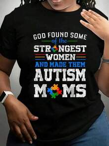 Ropa de Verano, Camisetas Gráficas de Concientización sobre Autismo para Mamá de Hijo Autista, Conjuntos de Verano para Mujeres y Hombres, Camisetas de Algodón - Negro - Ver 1
