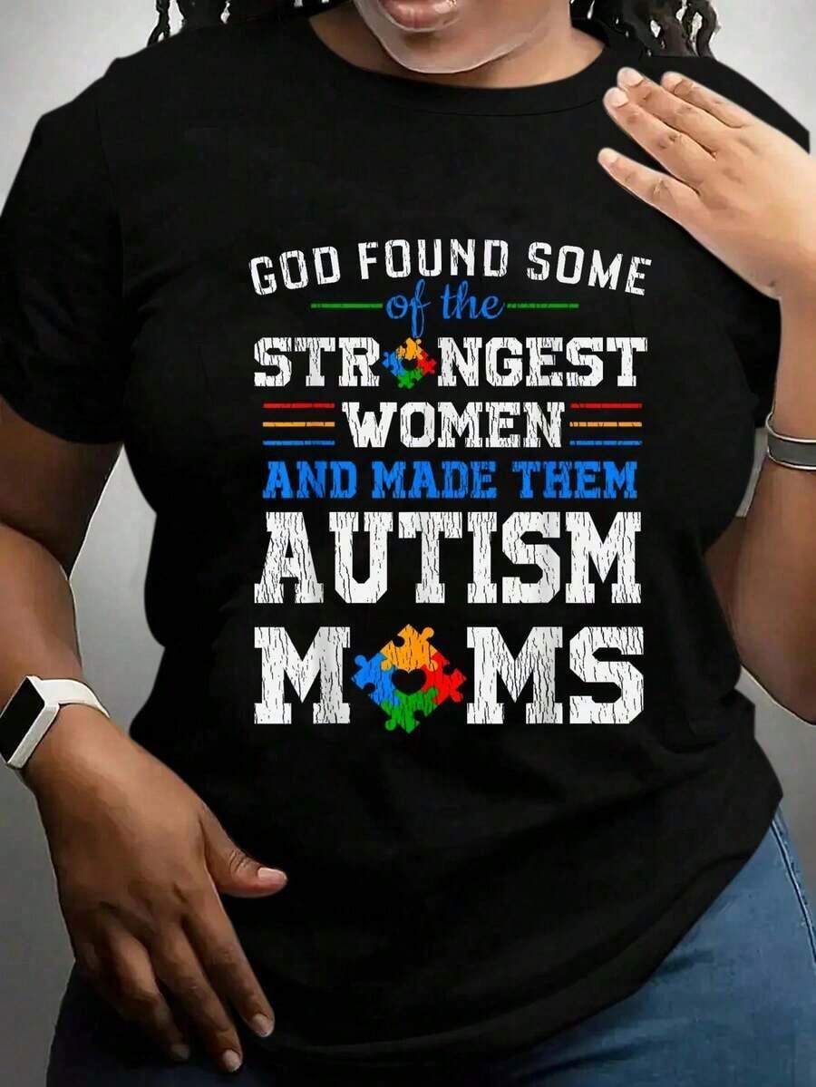 Ropa de Verano, Camisetas Gráficas de Concientización sobre Autismo para Mamá de Hijo Autista, Conjuntos de Verano para Mujeres y Hombres, Camisetas de Algodón - Negro - Ver 1