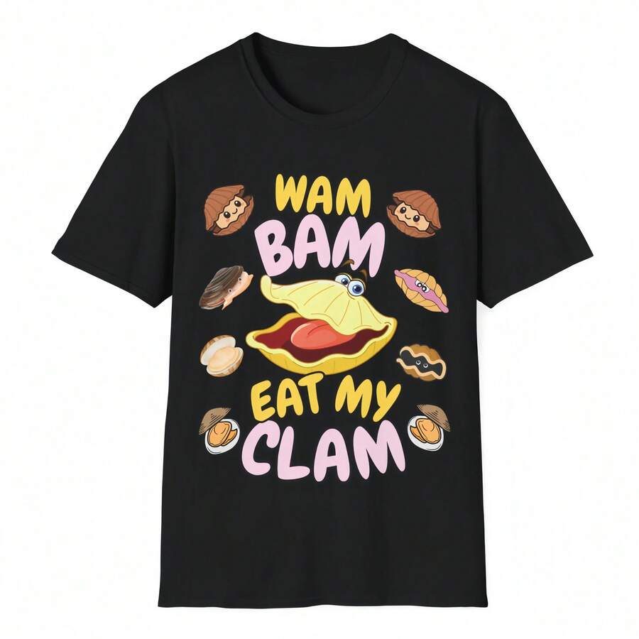 Funny Rude Inappropriate TShirt For Women, Airport Shirt Exchange, Eat My Clam - Black - View 1