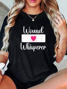 Soft, Breathable, And Lightweight For All-Day Comfort. Plus Size Available. Whispering Wound Nurse T-Shirt. Nurse Top Stitched With Embroidered Nursing Pattern. Black Nurse T-Shirt. Unisex Medical Professional Clothing. All-Season Workwear, Nurse Accessories, Stitched Casual Wear, Crew Neck T-Shirt, Comfortable Fit, Work Uniform, Geometric Pattern, Breathable Material, Classic Style For Staff. Crew Neck With Relaxed Fit That Flatters All Body Shapes And Is Easy To Pair With Jeans, Shorts, And Leggings. - 黑色 - 查看 7