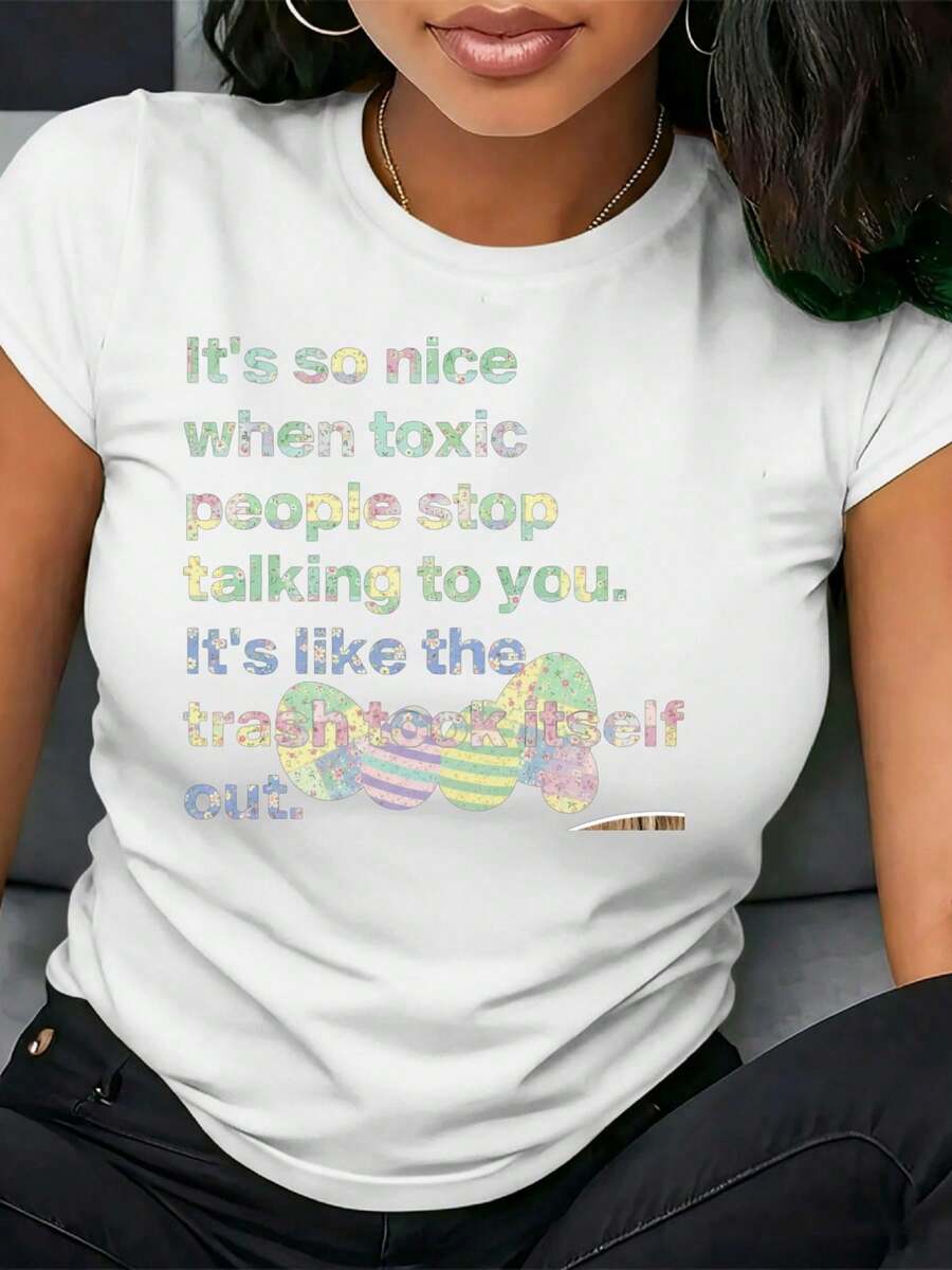 Women's Casual Blouse, Simple Style For Everyday Wear. Pure Cotton Women's T-Shirt, Suitable For Sports And Fitness, Parties And Fashion. Comfortable, Soft, Simple For Everyday Wear, Short Sleeve. - 白色 - 查看 1