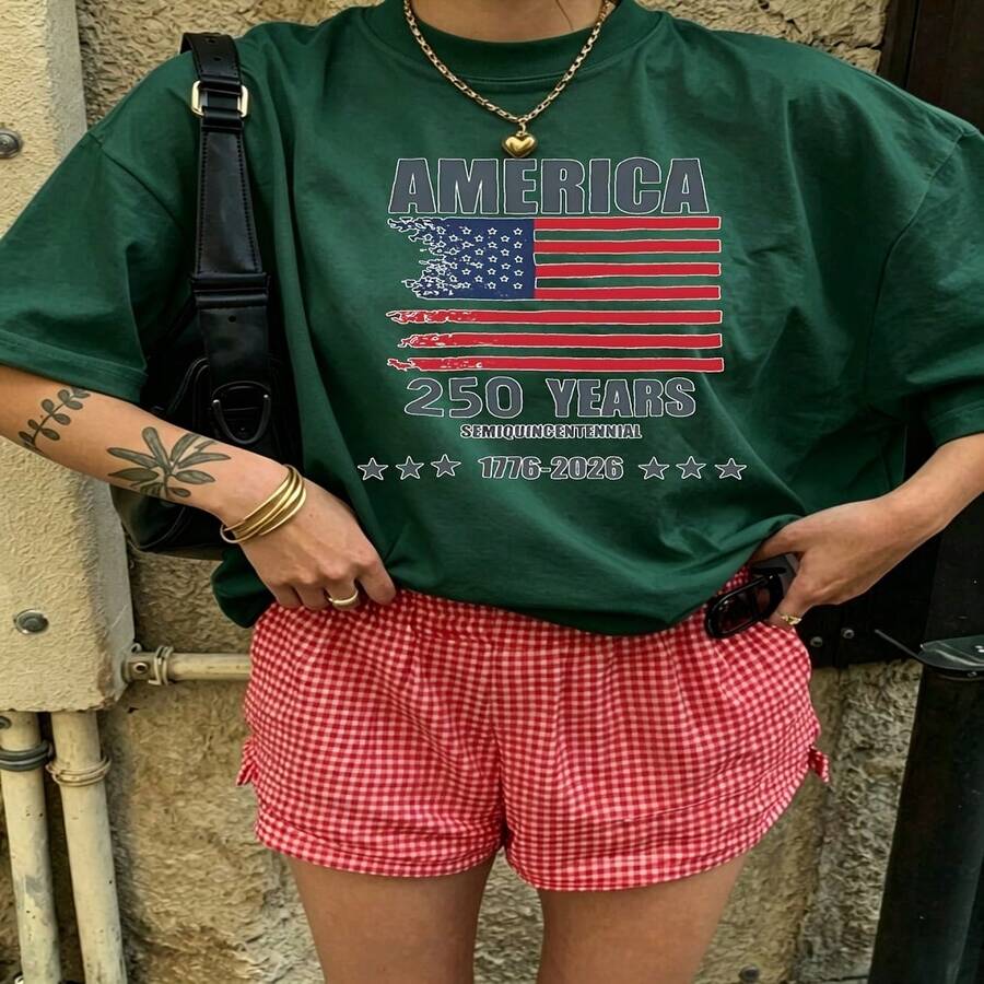 Heartfelt Daily Casual Graphic T-Shirt 100% Cotton Oversized Soft Breathable Casual Crewneck Short Sleeve Top Vintage Aesthetic Red Checkered Shorts Street Style Trendy Basic Casual Wearers Fashion Lovers Daily Outfit Enthusiasts Gift Givers
