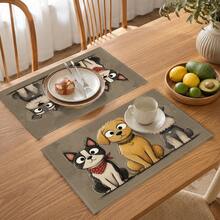 1 pieza Lindo tapete de lino, tapete para desayuno, posavasos de café, tapete para tazón, accesorio de cocina, tapete de comedor fácil de limpiar, adecuado para el hogar, restaurante, decoración de comedor, regalo de vacaciones, regalo para amigos, juego de múltiples piezas - Multicolor - Ver 4