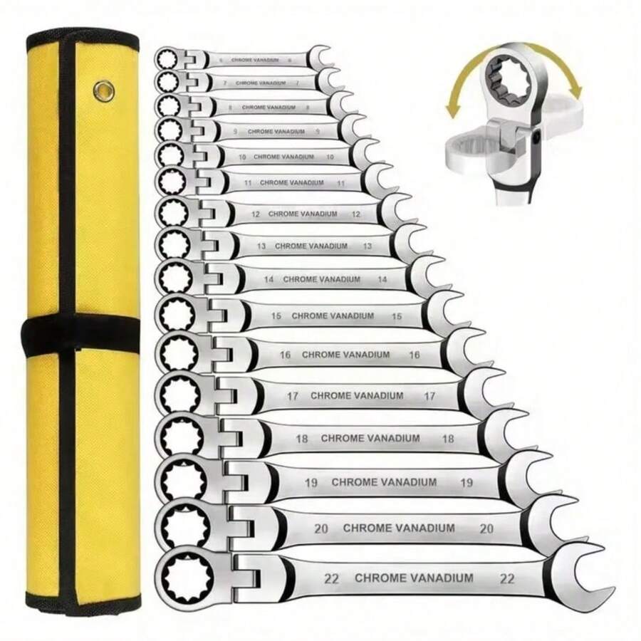 1pc Ratchet Combination Wrench Set, Multi-Function Universal Wrench, Automotive Repair Tool For Men - Silver - View 1