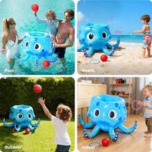Sloosh - Juguetes de piscina, juego inflable 2 en 1, juego de flotador acuático, anillo de baloncesto de pulpo, juego de natación al aire última intervensión, juegos de piscina flotante para niños y - como en la imagen - Ver 6