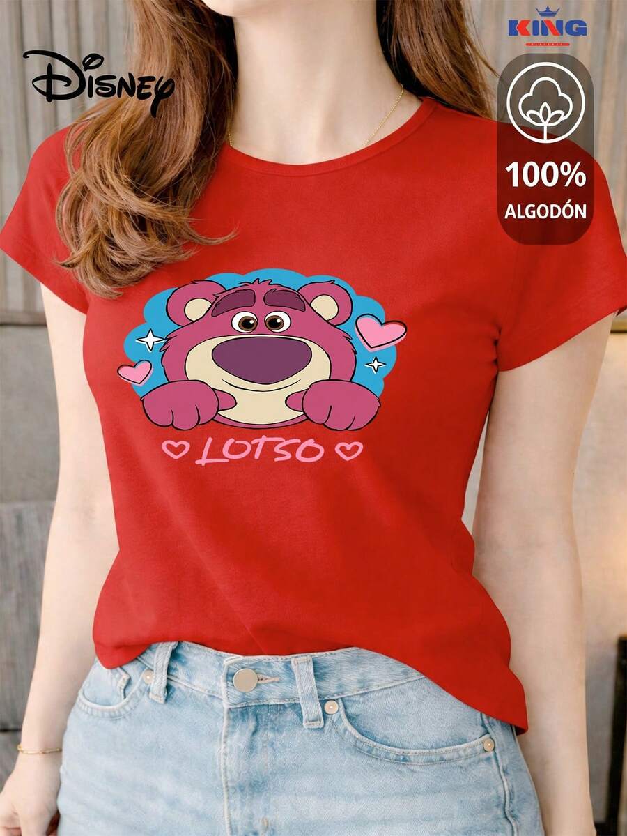 This High-Quality 100% Cotton T-Shirt Guarantees Exceptional Softness To The Touch, A Round Neck With A "Disney Heart Stars" Print, And Short Sleeves. - 紅色 - 查看 1