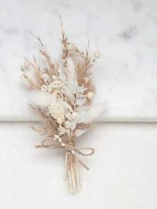 1/2/4/6/12 pièces Mini bouquet de fleurs artificielles factices, convient pour la décoration de centre de table de bureau à domicile, la décoration de gâteau de fête, la boutonnière du marié et des garçons d'honneur, la décoration de mariage de style bohème pour hommes, cadeau pour enterrement de vie de jeune fille - Brun 1 - Voir 2