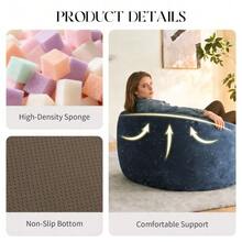 Curved Beanbag With A High Back Offering Full Body Support For Immersive Relaxation In Modern Living Spaces - 藍色 - 查看 2
