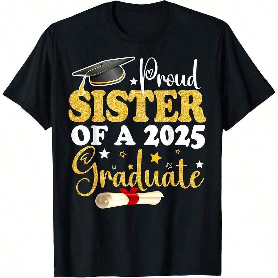 Orgulloso Abuelo de un Graduado de 2026, Camiseta para Familia Graduada de 2026, Ropa Cómoda para el Hogar, Moda Diaria, Ropa para Fiestas, Estilo Unisex, Camiseta de Regalo, Tallas S - XXXXL, Negra - Negro 5 - Ver 1