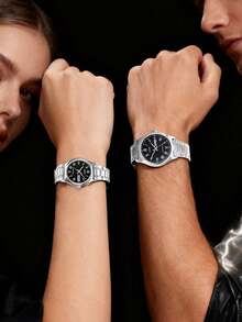 情侣石英表套装，3ATM防水不锈钢休闲正装腕表，CASIO MTP-V006D-7B LTP-V006D-7B MTP-V006D-1B LTP-V006D-1B - 黑色 - 查看 2