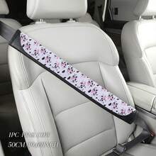 1PC Carbon Fiber Texture PU Leather Car Seat Belt Shoulder Pad Cover – Cow Print Pattern, 30cm/50cm Optional, Soft & Comfortable, Universal Design For Adults, Kids & Pets – Adds Cute Aesthetic For Road Trip & Daily Commute – Easy Installation, Auto Interior Accessories - A - View 17