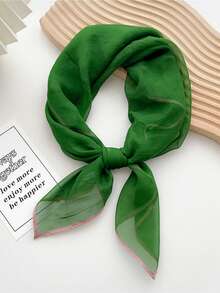 1pc New Women's Solid Color Chiffon Bandana & Square Scarf, Casual Breathable Neck Scarf With Hemmed Edge Design, Multi-Functional Hair Accessory, Headband, Hair Tie, Head Wrap, Clothing Accessory, Hair Hoop, Suitable For Abaya, Soft And Lightweight, For Spring, Summer, Autumn, Winter, Daily Wear And Travel - Multicolor - View 22