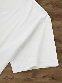 Women's T-Shirt With A Symmetrical Pattern Of Light And Dark Green Leaves, New Summer And Autumn Collection, Round Neck, Modern, Breathable, Casual, Versatile, Short Sleeves, And 100% Cotton, Suitable For Family Trips, Vacations, And Leisure Activities. Women's T-Shirts. - 白色 - 查看 6