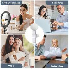 Wireless Lavalier Microphone Suitable For Smartphones, Plug And Play Wireless Microphone For Video/Audio Recording, Lapel Microphone For Interviews/Vlogs/Teaching - White - View 6
