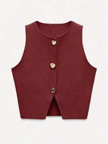 Nuevo top sin mangas de verano de estilo libre para mujeres, elegante y único de alta gama, romántico, de negocios casuales, para vacaciones, graduación o Día de la Independencia.El tamaño es pequeño, se sugiere pedir una talla talla grande grande. - Burdeos - Ver 7