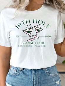 Nueva Llegada 2026, Conjuntos de Verano para Mujer, Camisa de Golf para Mujer, Ropa de Golf para Ella, Camiseta de Golf para Mujer, Regalo para Amantes del Golf, Camiseta para Mamá Golfista, Camisetas de Golf para Mujer con Frases Divertidas, Camisetas Oversize para Mujer, Camisetas Gráficas Estampadas Oversize 100% Algodón para Mujer, Camiseta Casual de Cuello Redondo y Manga Corta, 1 Pieza, Camisa de Moda, Regalo de Navidad, Regalo de Navidad, Conjuntos de Verano para Mujer, Tops de Verano, Tela Suave, Transpirable, Moda 100% Algodón, Camiseta de Uso Diario para Mujer con Estampado Gráfico - Blanco 008 - Ver 6