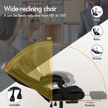 ALFORDSON Ergonomic Office Chair With Massage Function, Footrest And 150° Tilt, Velvet Executive Chair With SGS Gas Spring, Swivel Gaming Chair For Computer, Linen, Black - Black - View 4
