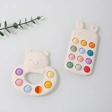 Baby Silicone Cartoon Bear Squeeze Toy, Teething Stick To Exercise Infant Fine Motor Skills - Multicolor - View 1