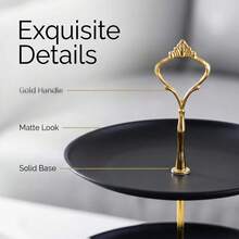 1pc,2/3/4 Tier Cupcake Stand, Black Round Dessert Display Tray With Gold Handle, Cake Serving Stand For Wedding Party Birthday Afternoon Tea Decor - Black - View 5
